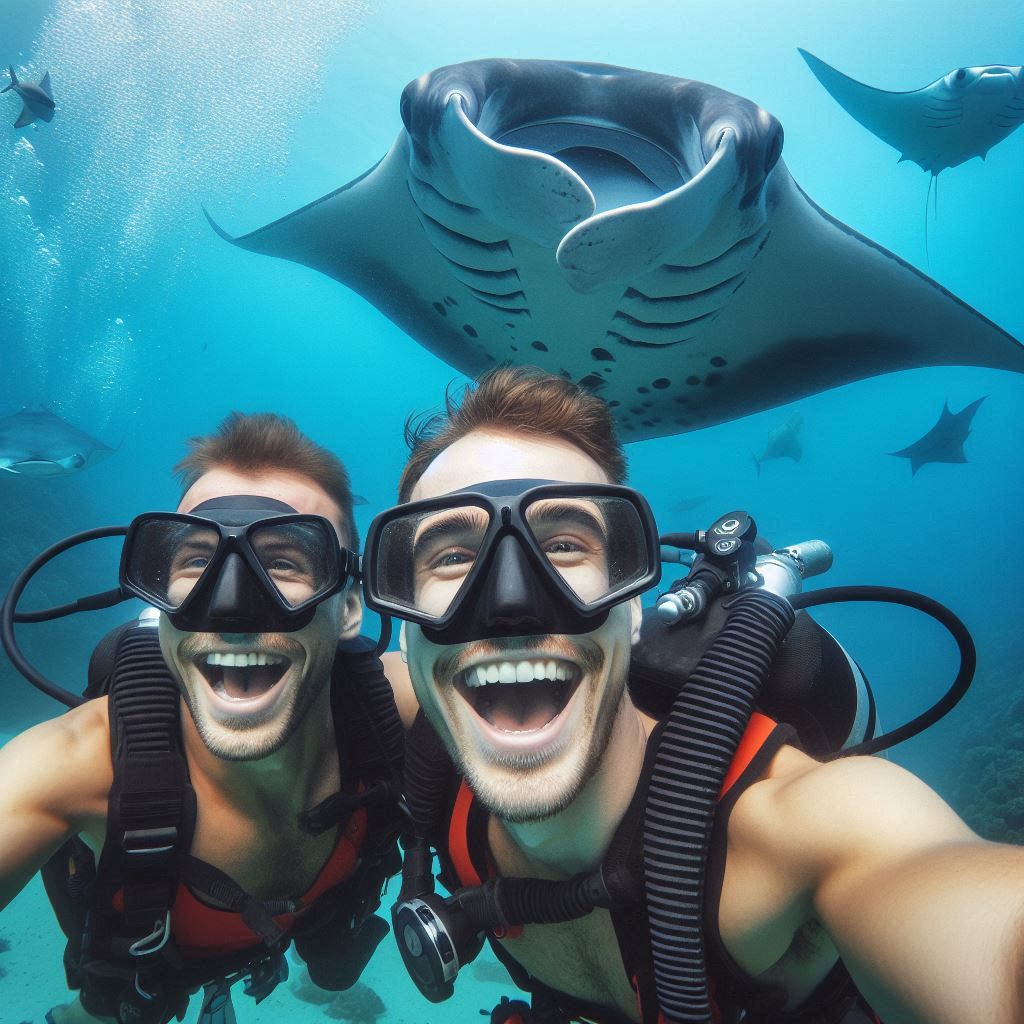 swimming with manta rays